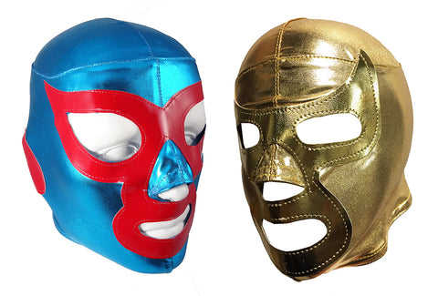 2 pack NACHO LIBRE & RAMSES (LYCRA) Kids Lucha Libre Wrestling Mask Set