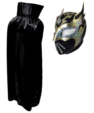 SIN CARA Youth Lucha Libre Wrestling Mask & Cape Halloween Set Black