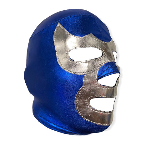 BLUE DEMON YOUTH KIDS Lucha Libre Halloween Costume Mask - Metallic Blue