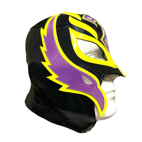 REY MYSTERIO (pro-LYCRA) Adult Lucha Libre Wrestling Mask -Black/Purple snap