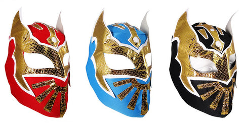 3 pk SIN CARA Youth Young Adult Lucha Libre Wrestling Mask - Blue/Red/Black