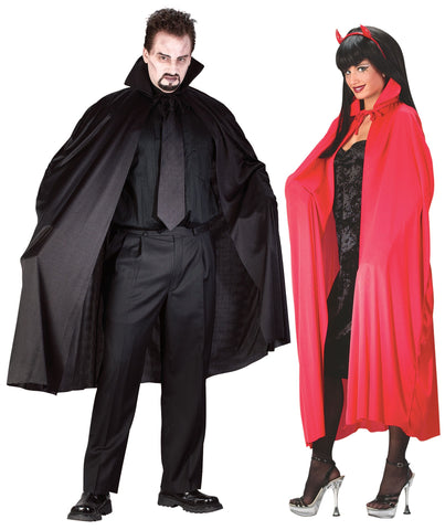 BLACK AND RED His And Hers 45" Adult Superhero Costume Cape set (2 pack)