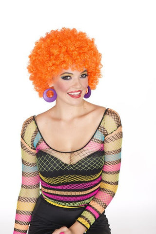 GLITTER AFRO Halloween Disco costume wig - Hot Orange