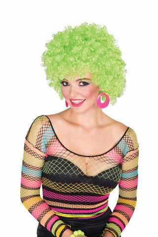 GLITTER AFRO Halloween Disco costume wig - Hot Green