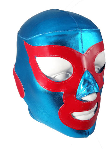 NACHO LIBRE Adult Lycra Lucha Libre Wrestling Mask - Teal Blue/Red