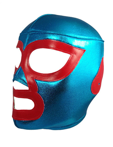 Nacho Libre Adult Lycra Lucha Libre Wrestling Mask - Teal Blue/Red (Size L)