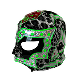 MR. NIEBLA (pro-LYCRA) Adult Lucha Libre Wrestling Costume Mask - Black/Hot Green