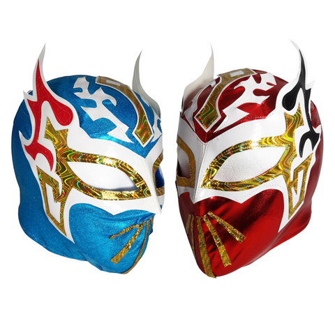 2 pack SIN CARA (Youth-LYCRA) Youth Lucha Libre Wrestling Mask - Blue/Red