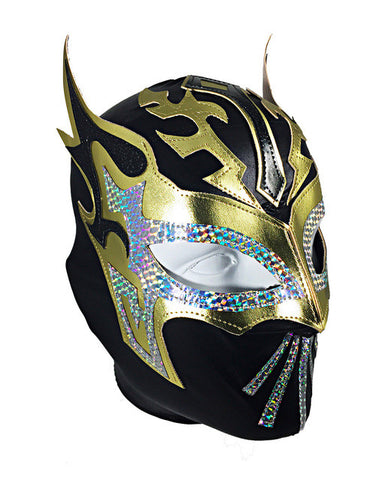 SIN CARA (pro-LYCRA) Adult Lucha Libre Wrestling Mask - Black/Gold